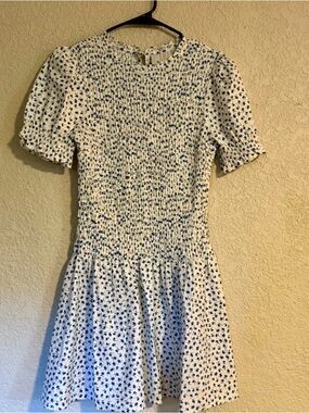 Reformation White Dress with Blue Floral Print